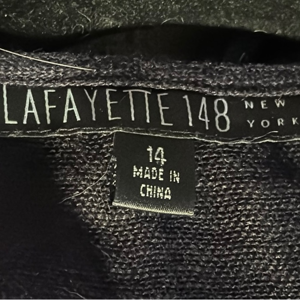 Lafayette 148 New York Deep Midnight Navy Blue 100% Italian Linen - Size 14 - Picture 7 of 11